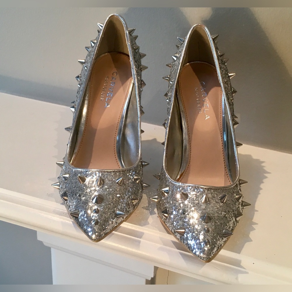 CARVELA Metallic silver heels Spikes SIZE 6 Like new Never worn 4inch stilettos